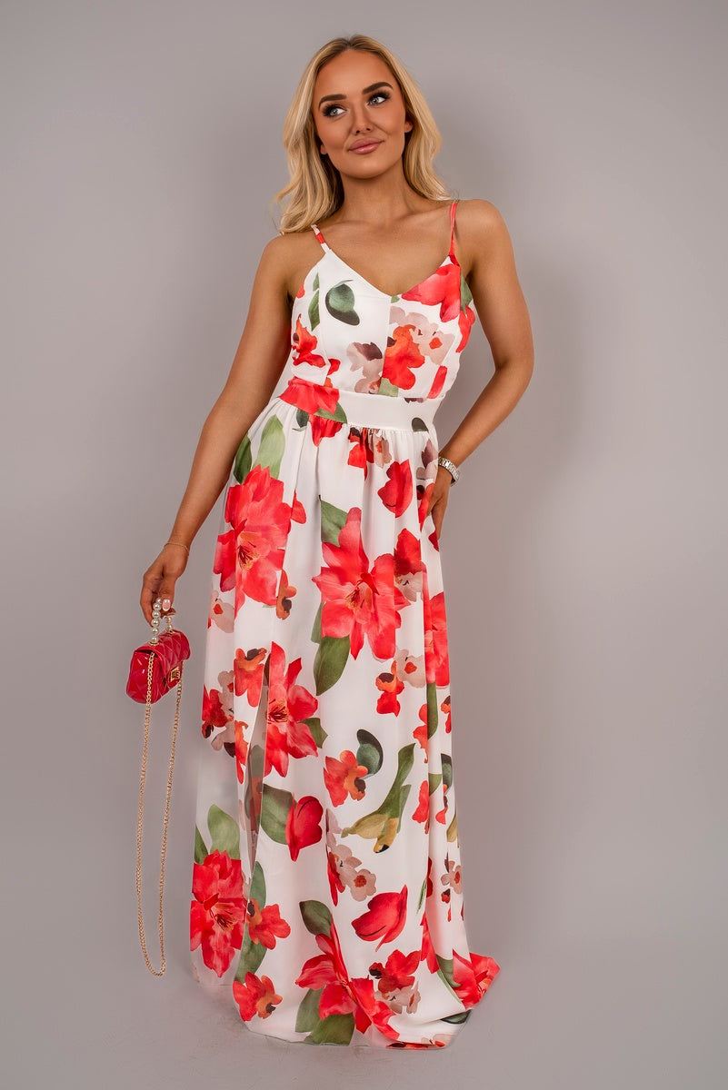 Shop V-Neck Spaghetti Strap Maxi Dress with Floral Print