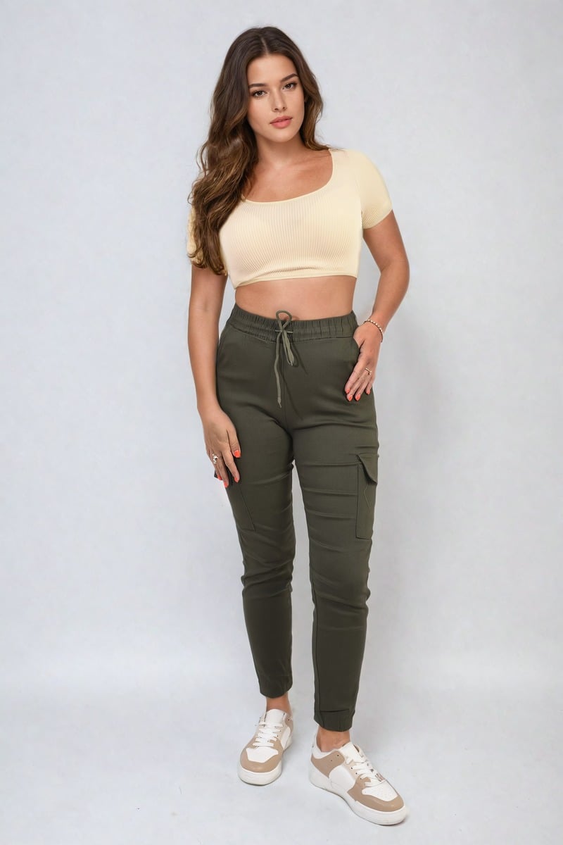 "Shop Isabel Drawstring Waist Cargo Trousers - Stylish & Comfortable Casual Wear in Multiple Colours!"