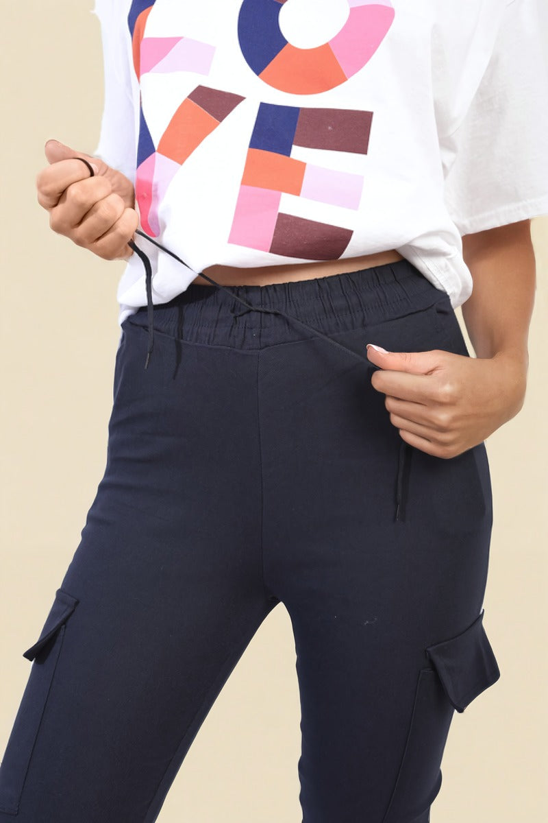"Shop Isabel Drawstring Waist Cargo Trousers - Stylish & Comfortable Casual Wear in Multiple Colours!"