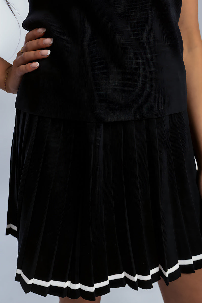 Effortless Style with the Lena Sleeveless Collared Top & Pleated Mini Skirt Co-ord Set