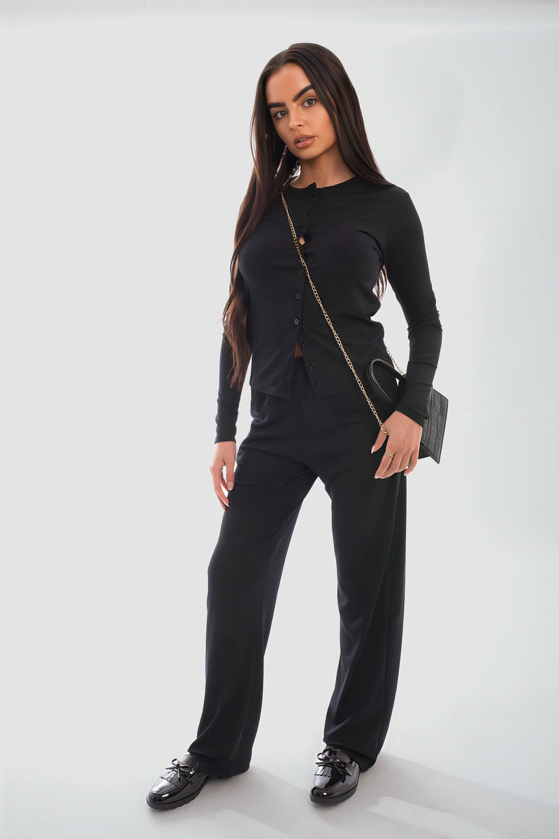 Effortlessly Chic: Remi Long Sleeve Button Down Top & Trouser Co-ord Set