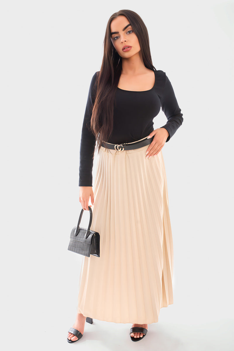 Elevate Your Wardrobe with the Sasha Belted Maxi Length Pleated Skirt
