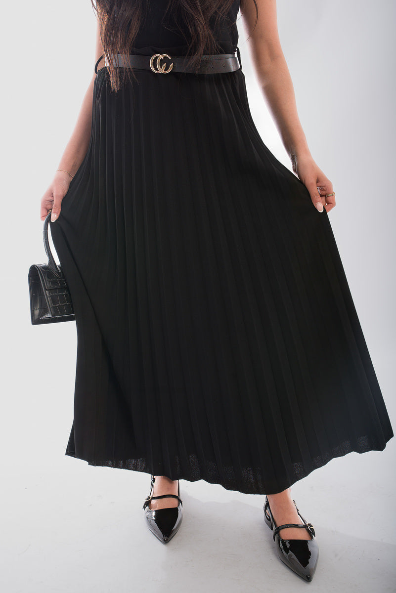 Elevate Your Wardrobe with the Sasha Belted Maxi Length Pleated Skirt