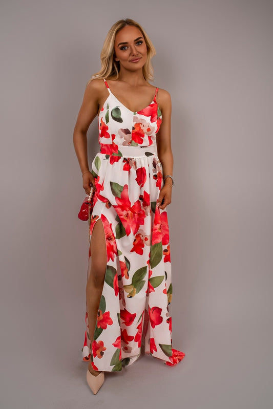 Shop V-Neck Spaghetti Strap Maxi Dress with Floral Print