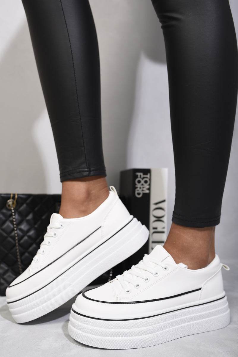 "Shop Breanna Platform Wedge Lace Up Trainers - Stylish & Comfortable Casual Footwear in Multiple Colors!"
