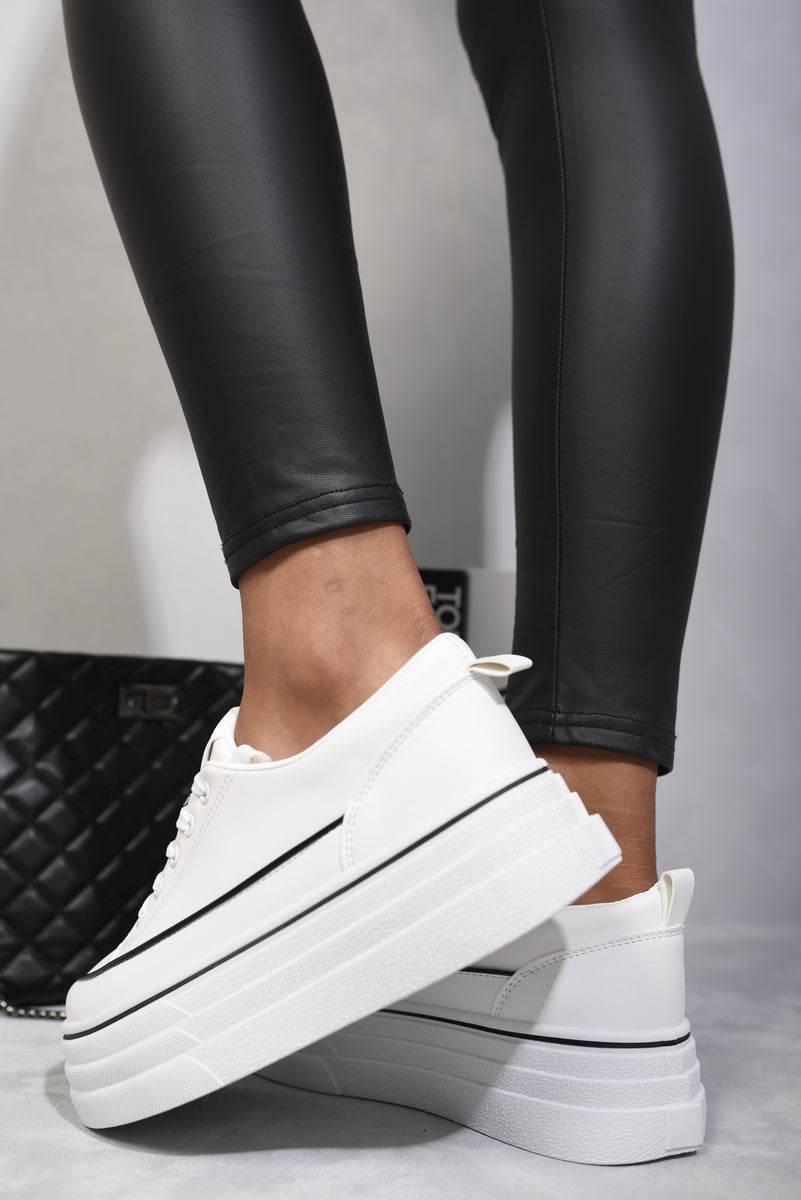 "Shop Breanna Platform Wedge Lace Up Trainers - Stylish & Comfortable Casual Footwear in Multiple Colors!"
