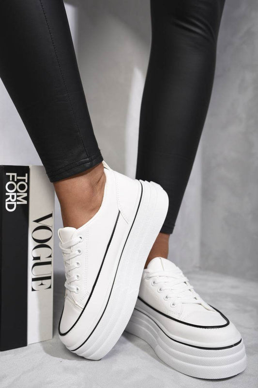 "Shop Breanna Platform Wedge Lace Up Trainers - Stylish & Comfortable Casual Footwear in Multiple Colors!"