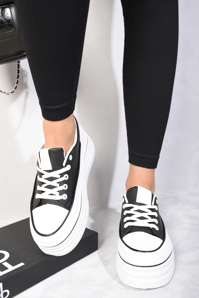 "Shop Breanna Platform Wedge Lace Up Trainers - Stylish & Comfortable Casual Footwear in Multiple Colors!"