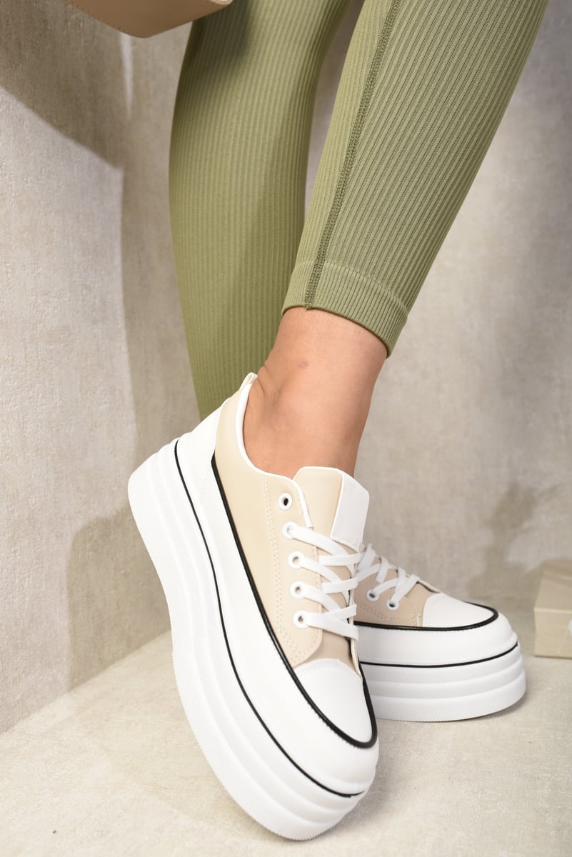 "Shop Breanna Platform Wedge Lace Up Trainers - Stylish & Comfortable Casual Footwear in Multiple Colors!"