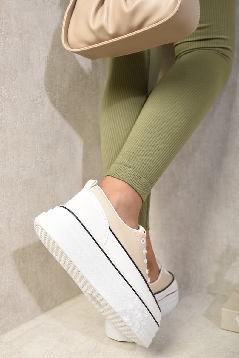 "Shop Breanna Platform Wedge Lace Up Trainers - Stylish & Comfortable Casual Footwear in Multiple Colors!"