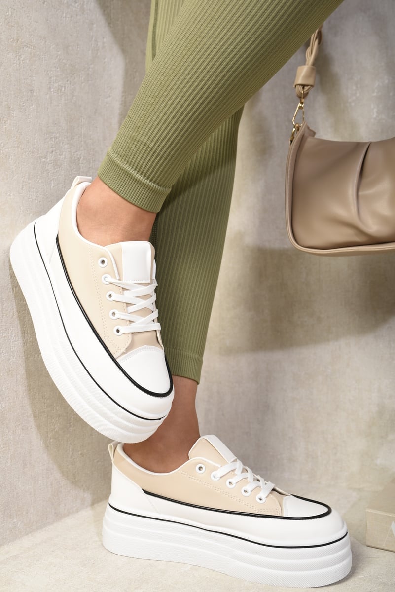 "Shop Breanna Platform Wedge Lace Up Trainers - Stylish & Comfortable Casual Footwear in Multiple Colors!"
