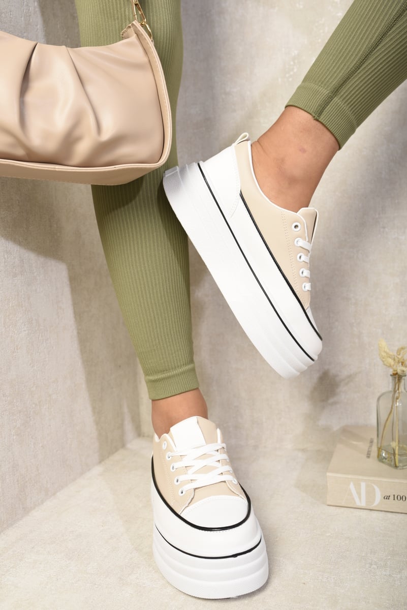 "Shop Breanna Platform Wedge Lace Up Trainers - Stylish & Comfortable Casual Footwear in Multiple Colors!"