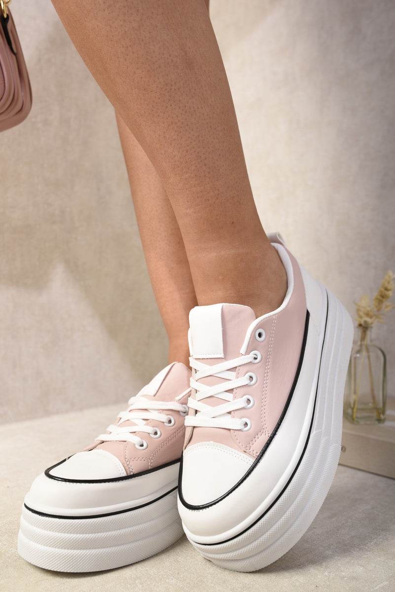 "Shop Breanna Platform Wedge Lace Up Trainers - Stylish & Comfortable Casual Footwear in Multiple Colors!"