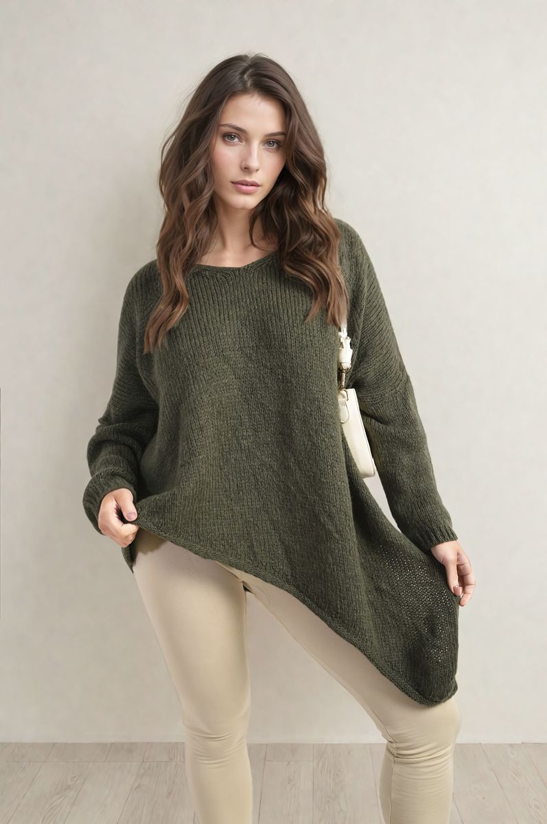 Oversized Knitted Jumper-Asymmetric