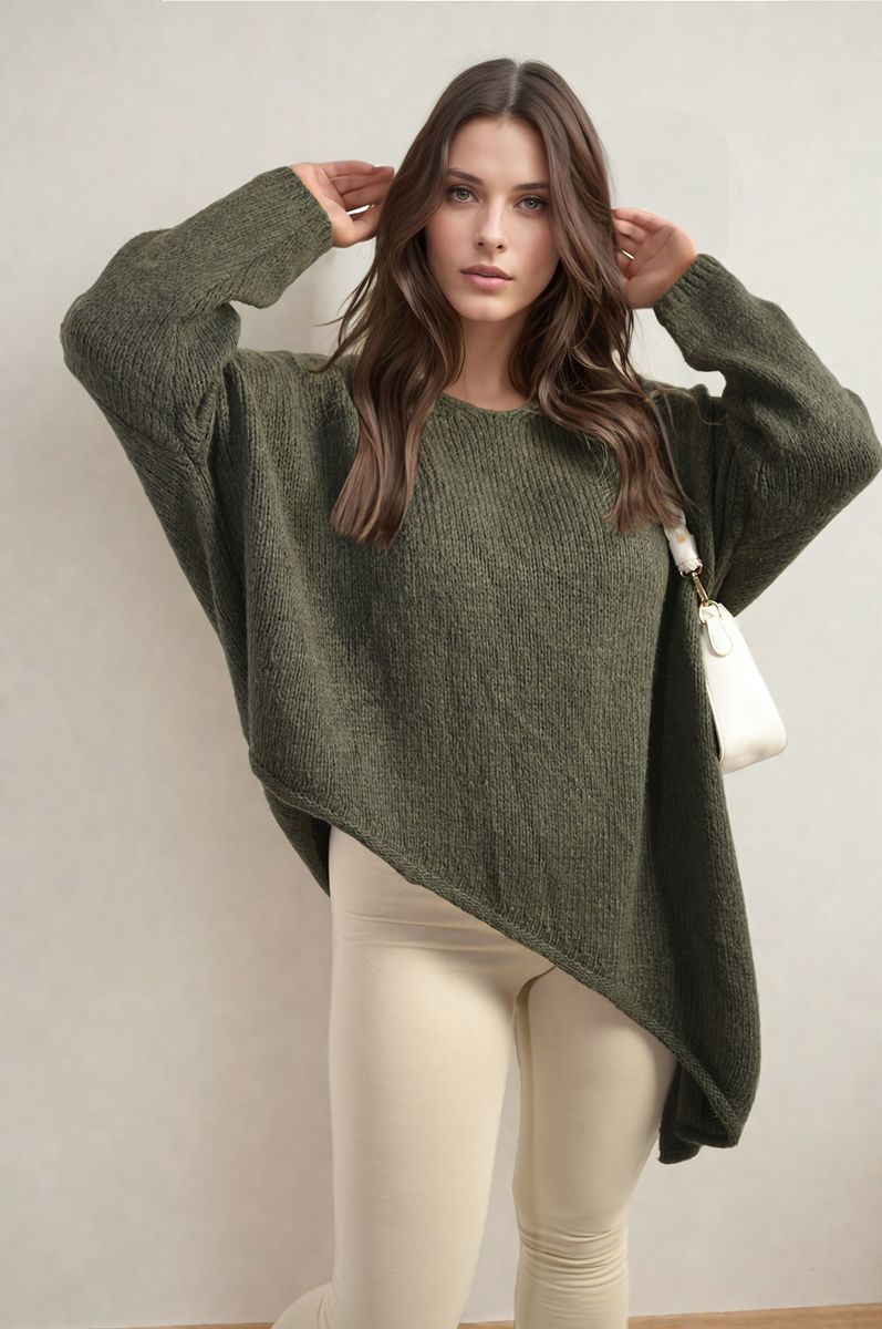 Oversized Knitted Jumper-Asymmetric