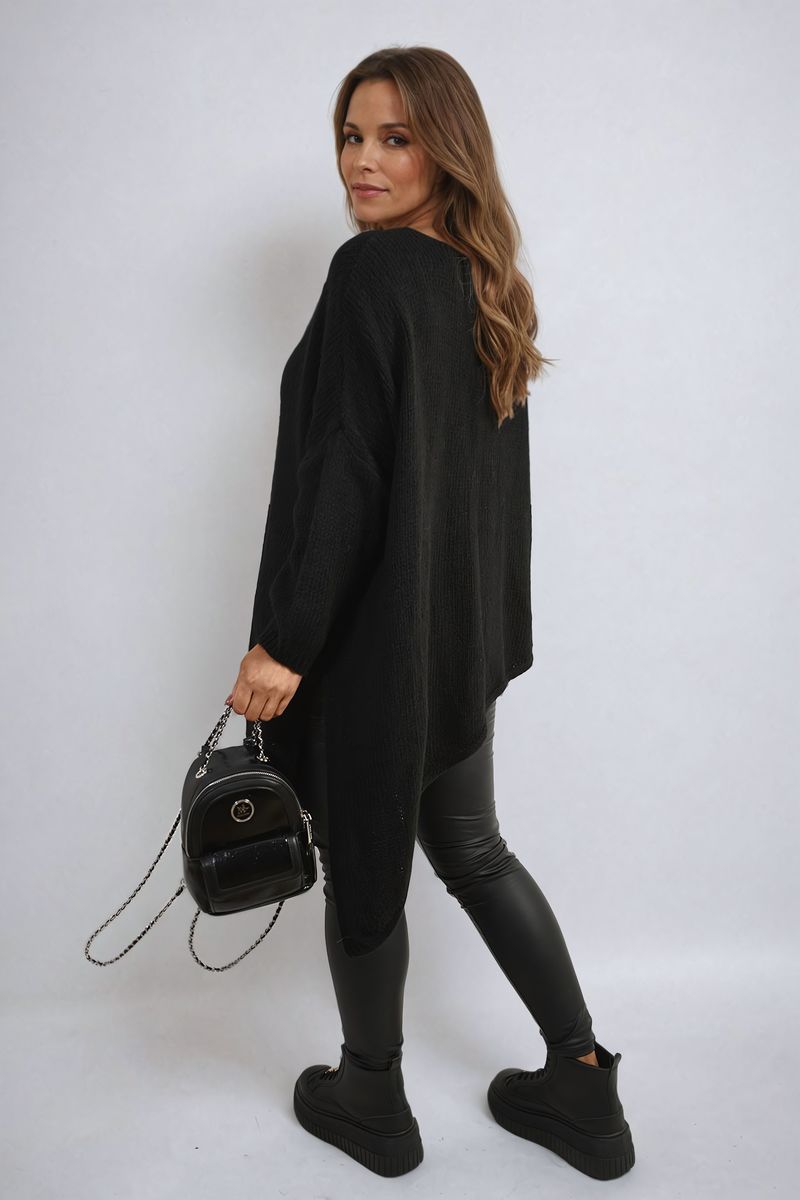 Oversized Knitted Jumper-Asymmetric