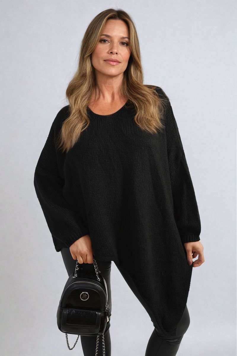 Oversized Knitted Jumper-Asymmetric