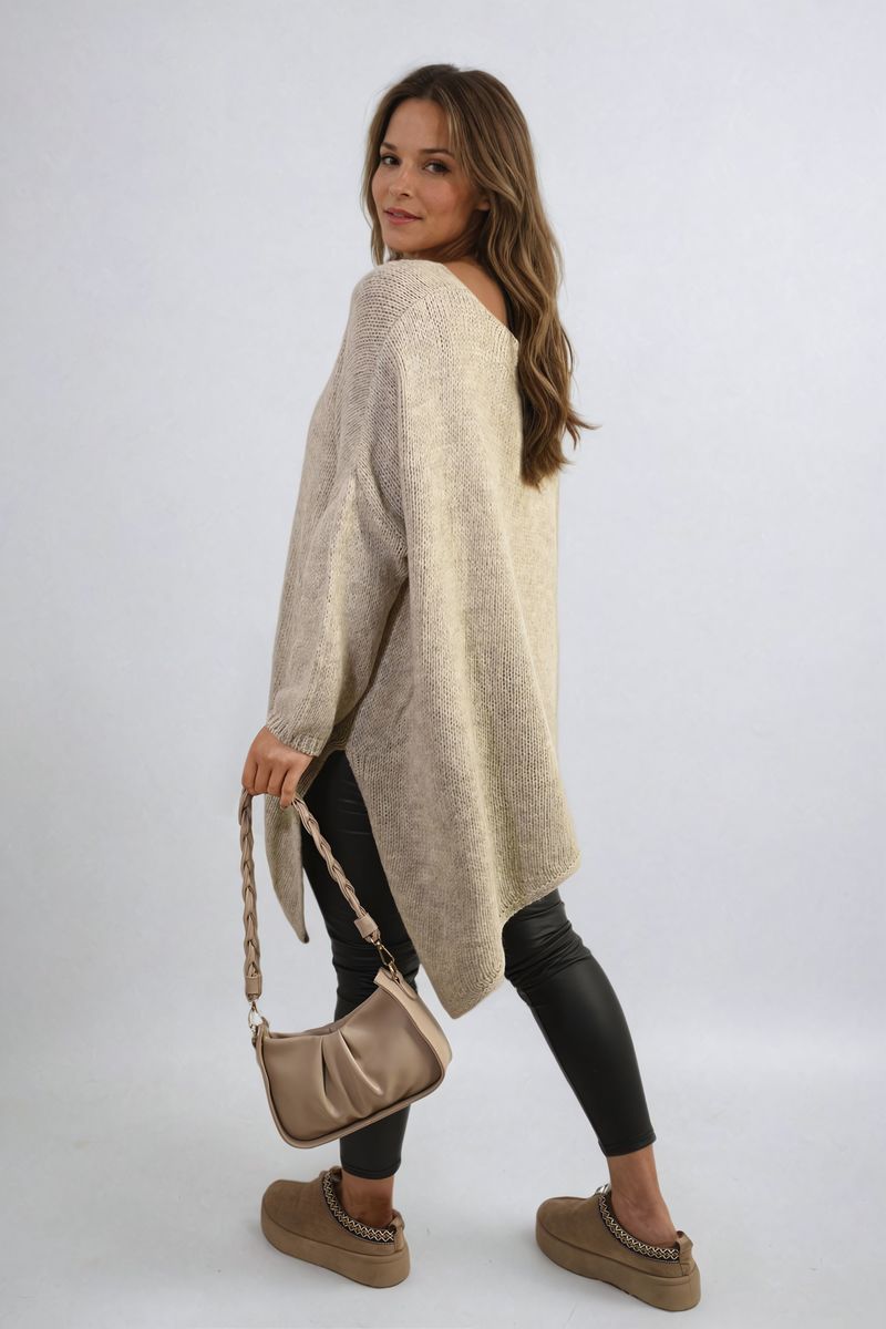 Oversized Knitted Jumper-Asymmetric