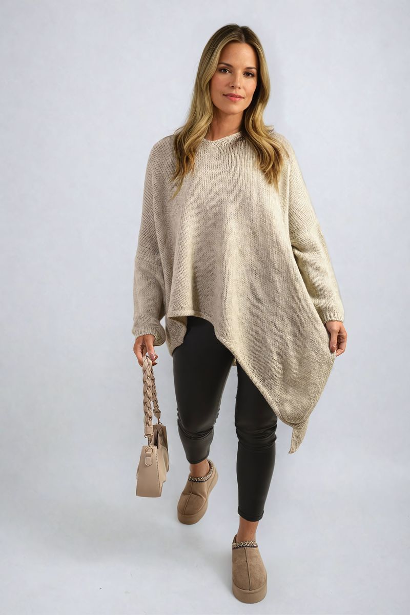 Oversized Knitted Jumper-Asymmetric