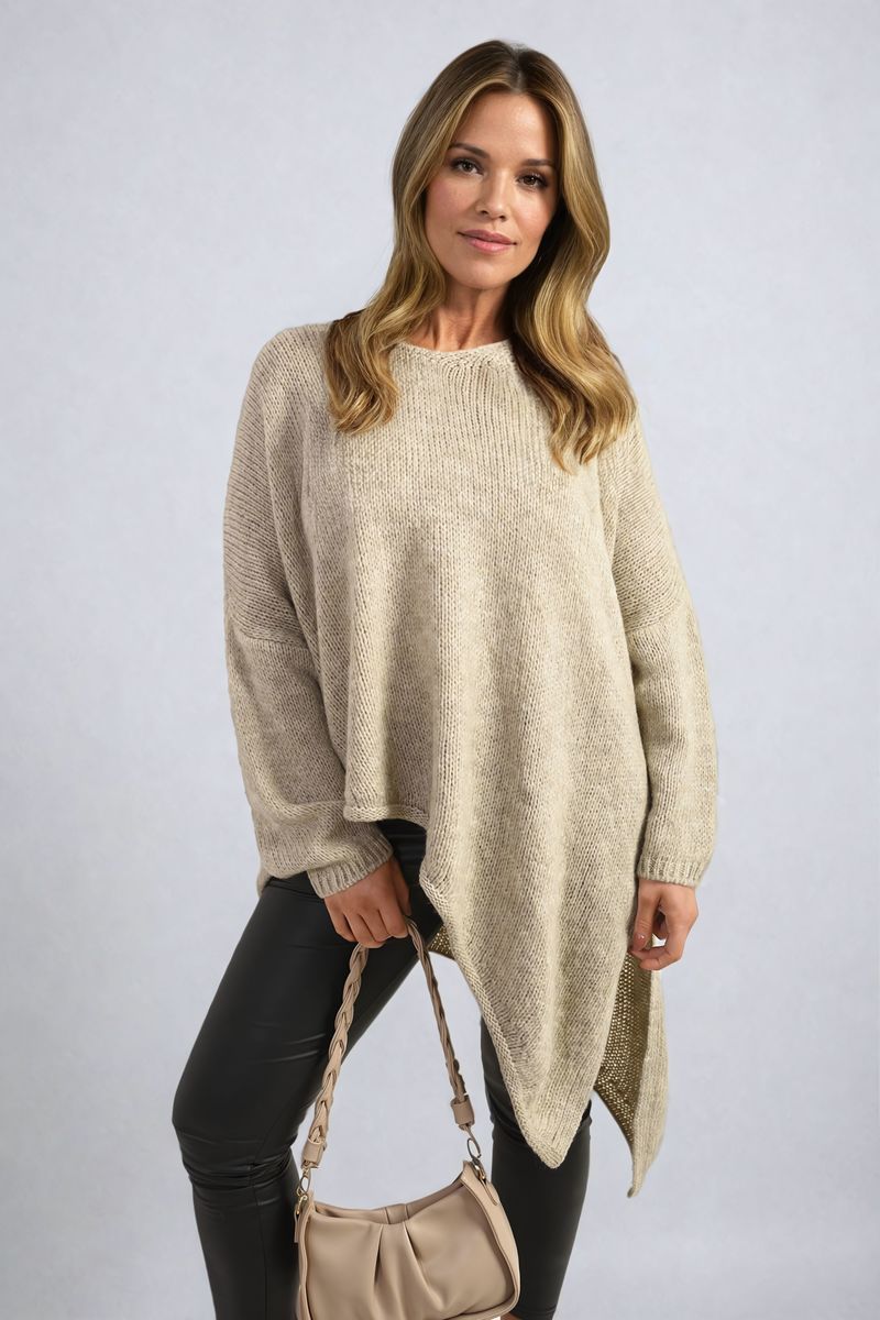 Oversized Knitted Jumper-Asymmetric