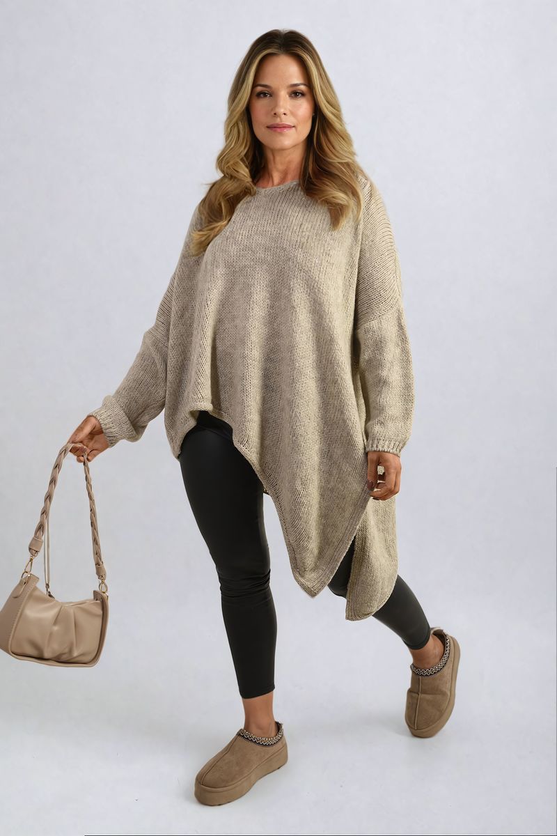 Oversized Knitted Jumper-Asymmetric