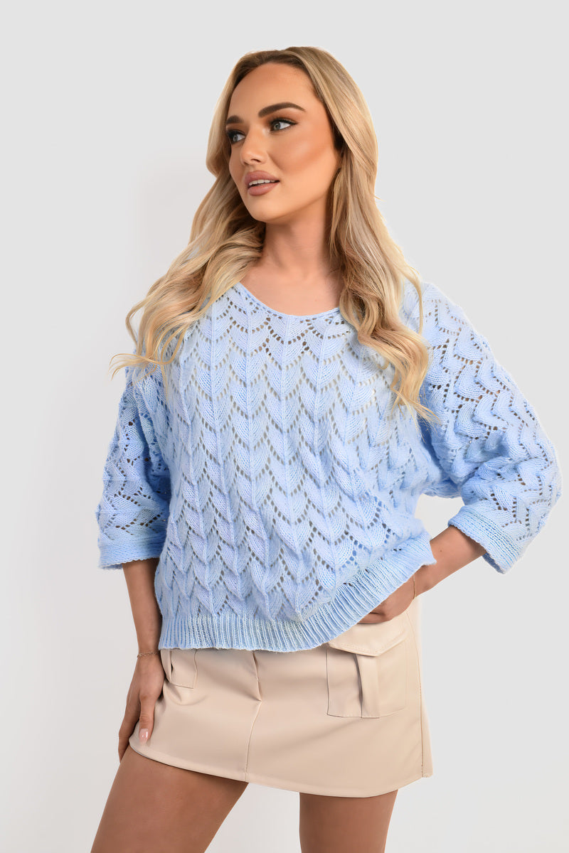 Cozy & Stylish: Eliza Half Sleeve Chunky Cable Knit Jumper