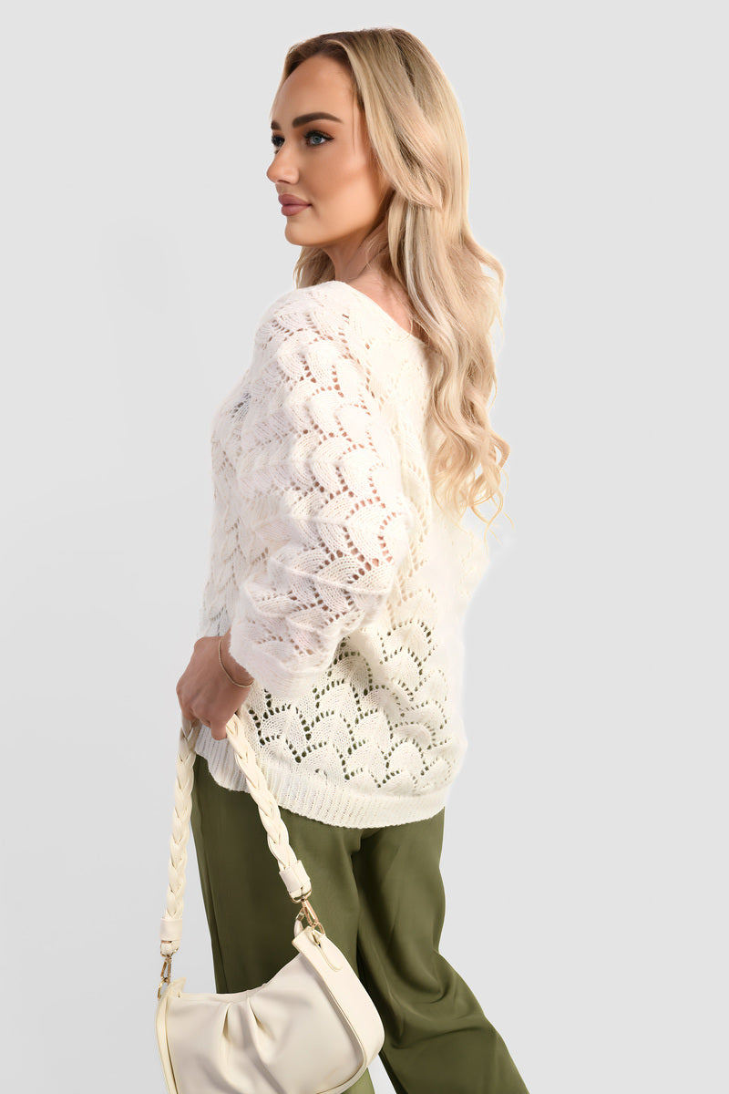 Cozy & Stylish: Eliza Half Sleeve Chunky Cable Knit Jumper