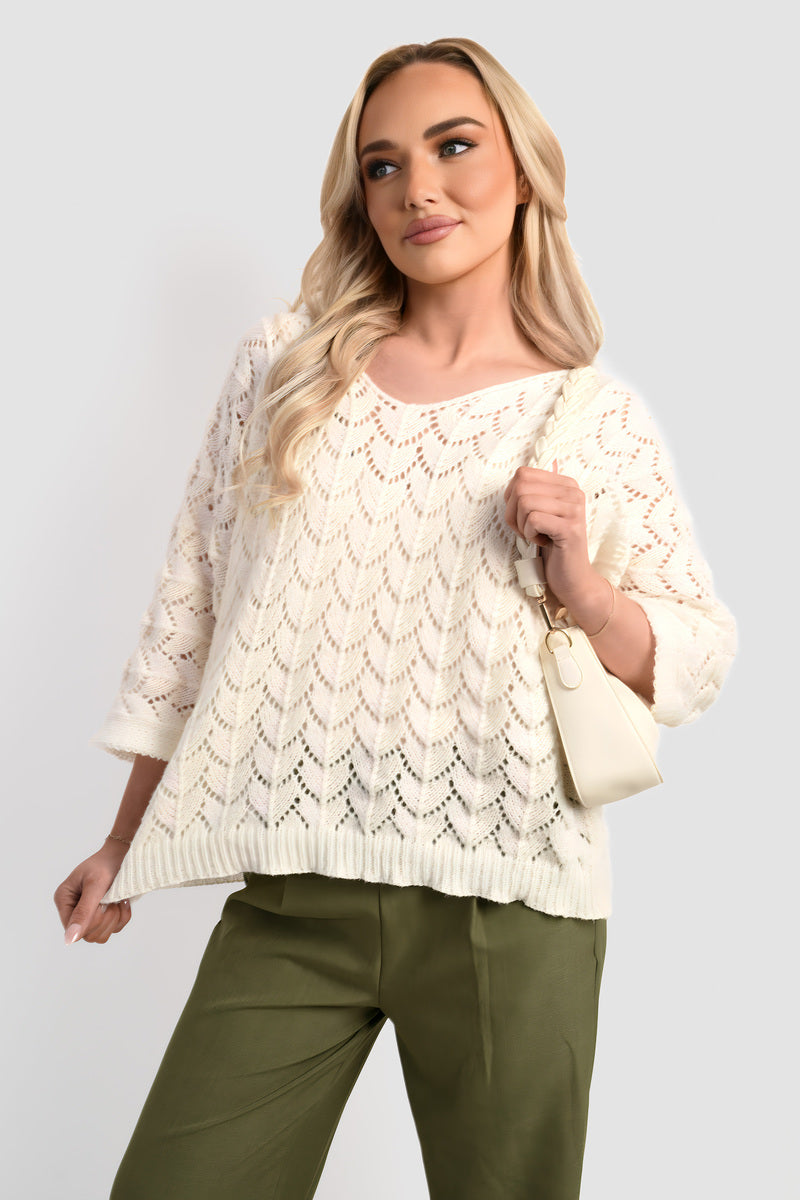 Cozy & Stylish: Eliza Half Sleeve Chunky Cable Knit Jumper
