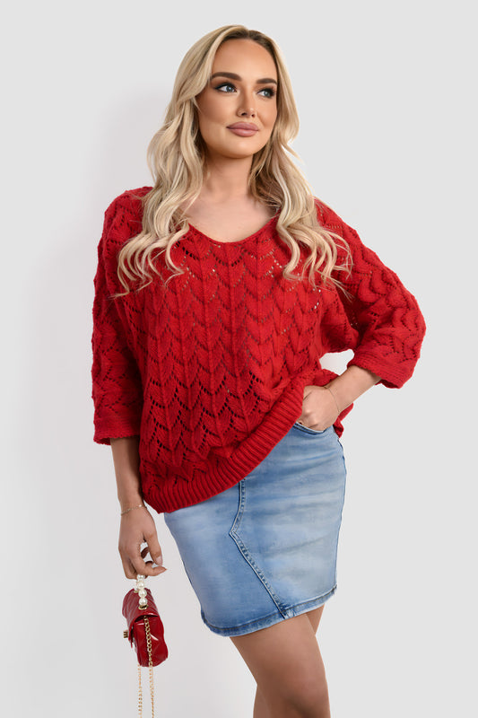 Cozy & Stylish: Eliza Half Sleeve Chunky Cable Knit Jumper