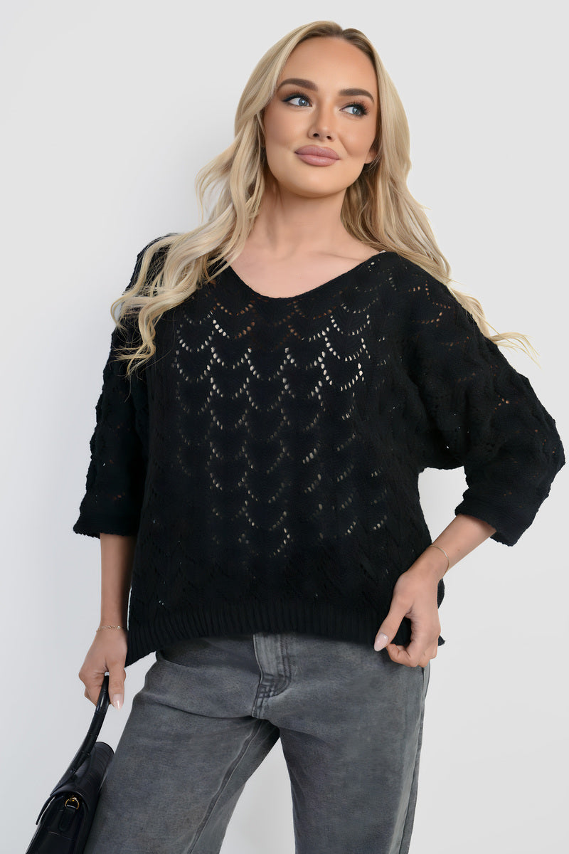 Cozy & Stylish: Eliza Half Sleeve Chunky Cable Knit Jumper