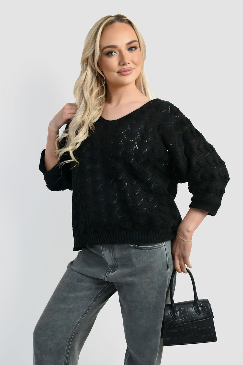 Cozy & Stylish: Eliza Half Sleeve Chunky Cable Knit Jumper
