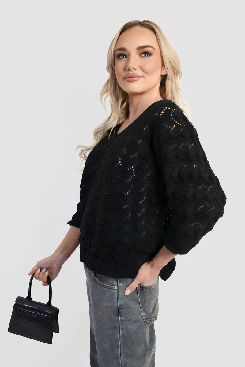 Cozy & Stylish: Eliza Half Sleeve Chunky Cable Knit Jumper