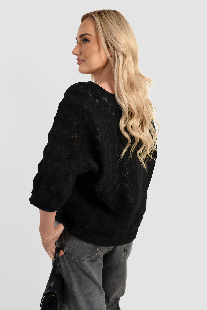 Cozy & Stylish: Eliza Half Sleeve Chunky Cable Knit Jumper