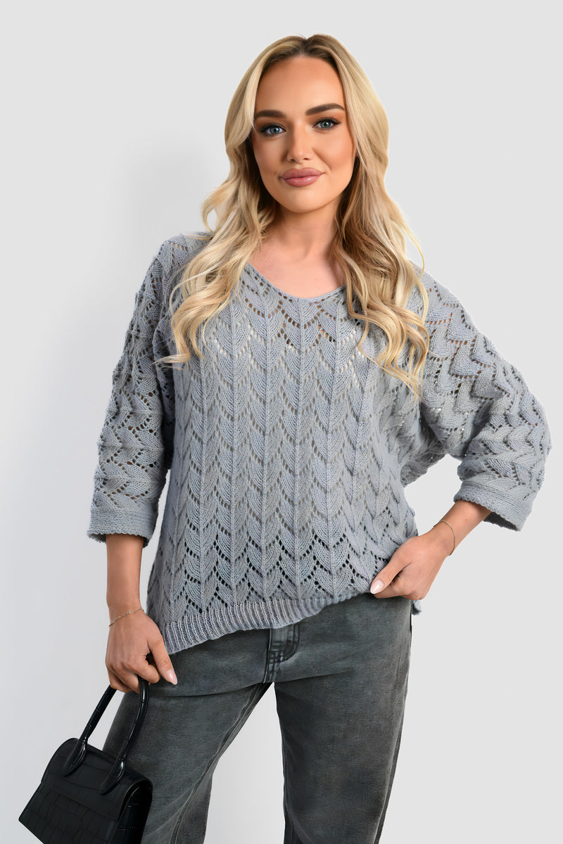 Cozy & Stylish: Eliza Half Sleeve Chunky Cable Knit Jumper