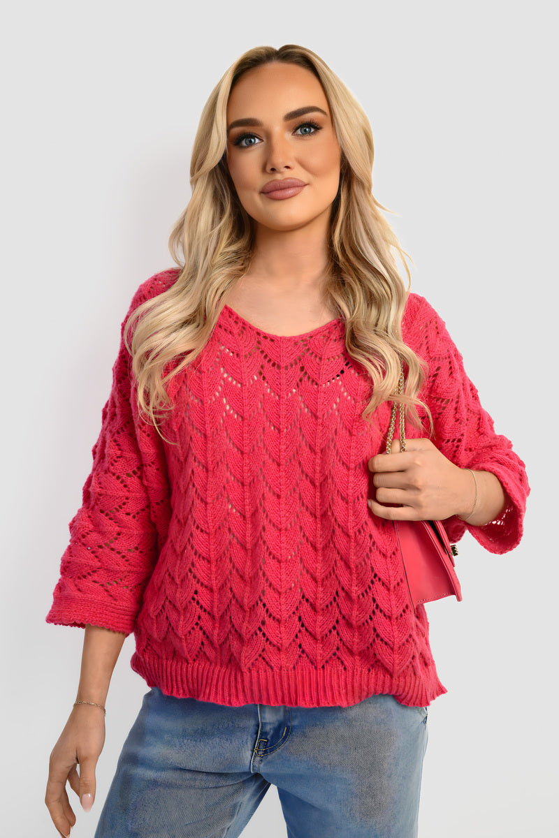 Cozy & Stylish: Eliza Half Sleeve Chunky Cable Knit Jumper