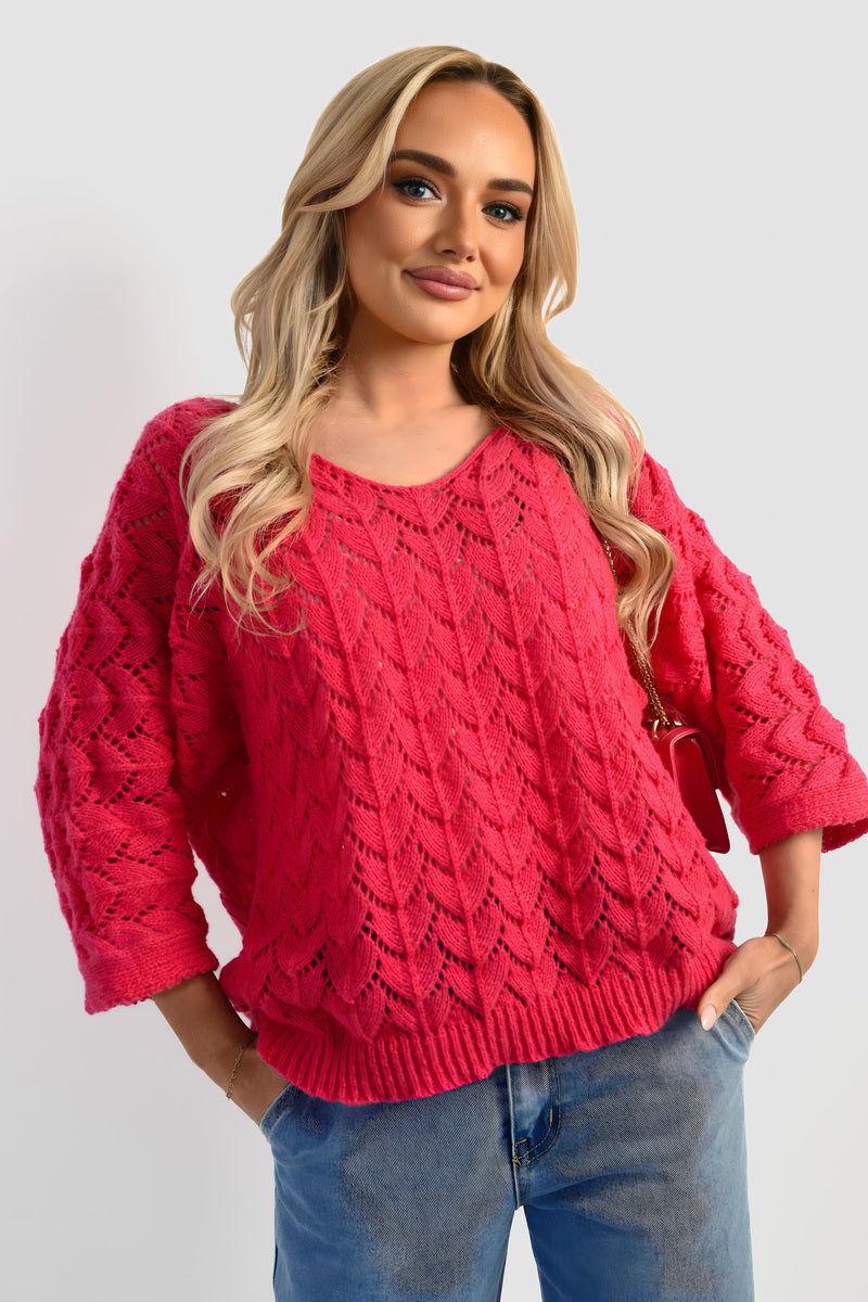 Cozy & Stylish: Eliza Half Sleeve Chunky Cable Knit Jumper