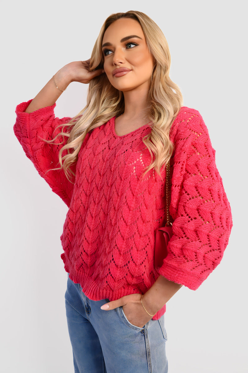 Cozy & Stylish: Eliza Half Sleeve Chunky Cable Knit Jumper