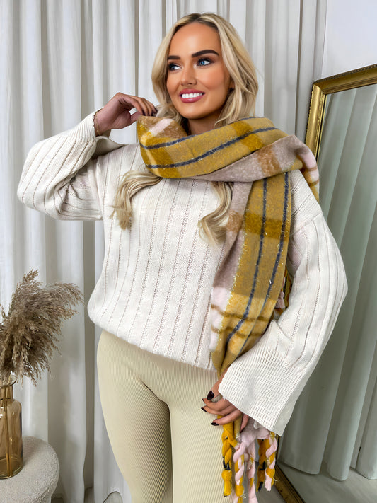 Stay Cozy with the Ezra Long Chunky Scarf with Braided Tassels