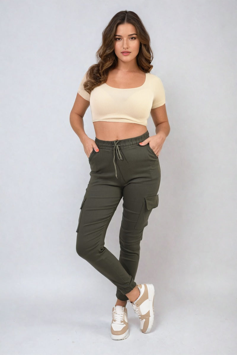 "Shop Isabel Drawstring Waist Cargo Trousers - Stylish & Comfortable Casual Wear in Multiple Colours!"