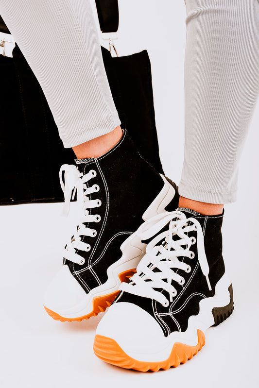 Elevate Your Casual Style with Kayla Chunky Platform Round Toe Lace Up Trainers