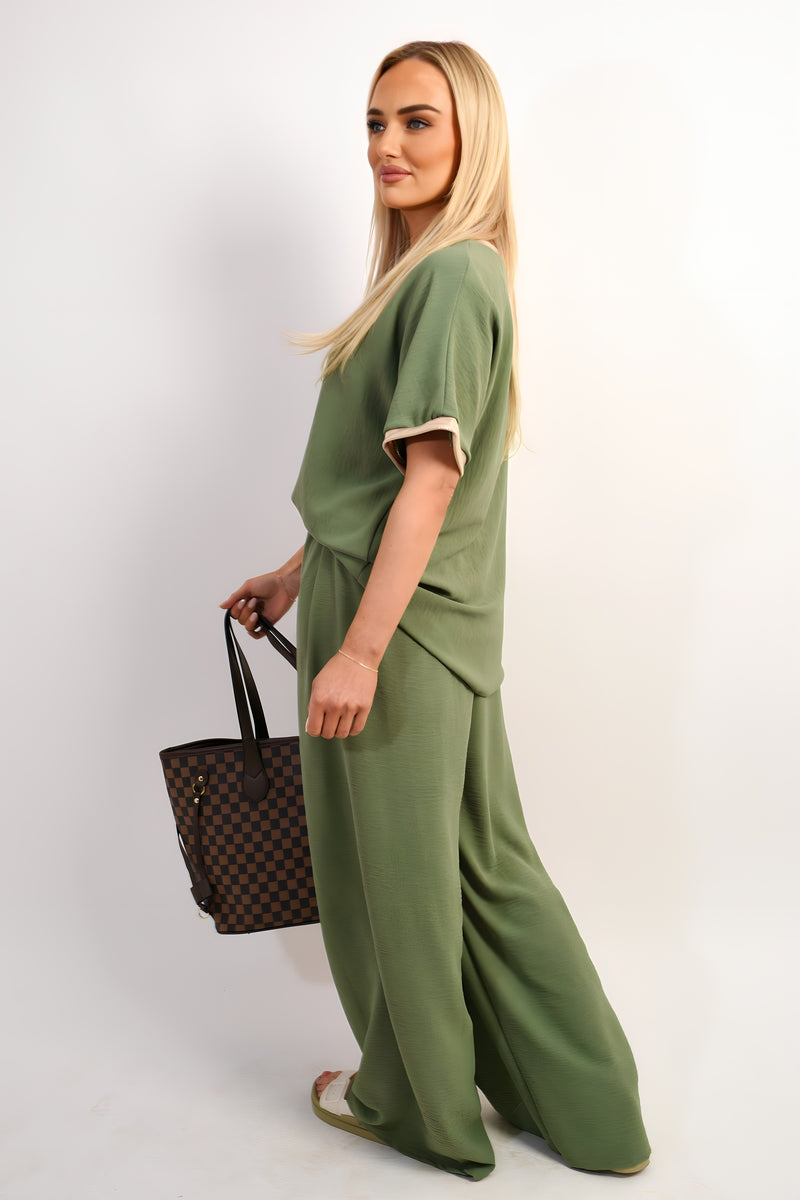 Step Out in Style with Marina Drawstring Shiny Waist Wide Leg Trousers