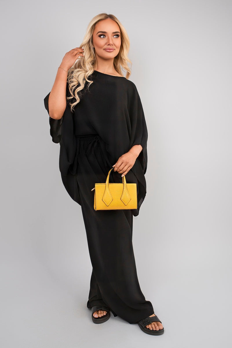 Shop Batwing Top and Drawstring Wide Leg Trousers Co-ord Set