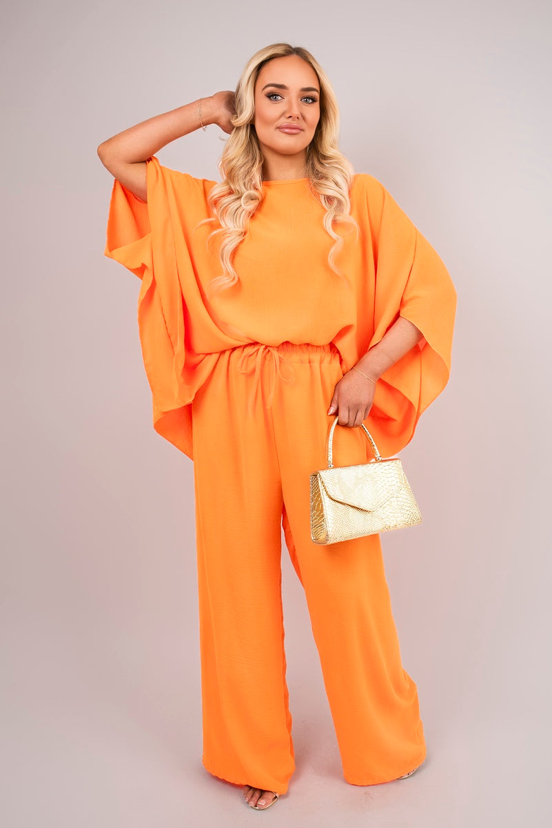 Shop Batwing Top and Drawstring Wide Leg Trousers Co-ord Set