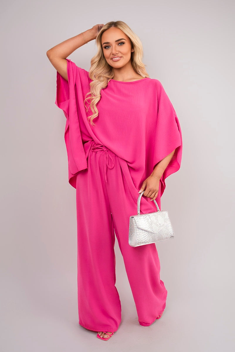 Shop Batwing Top and Drawstring Wide Leg Trousers Co-ord Set