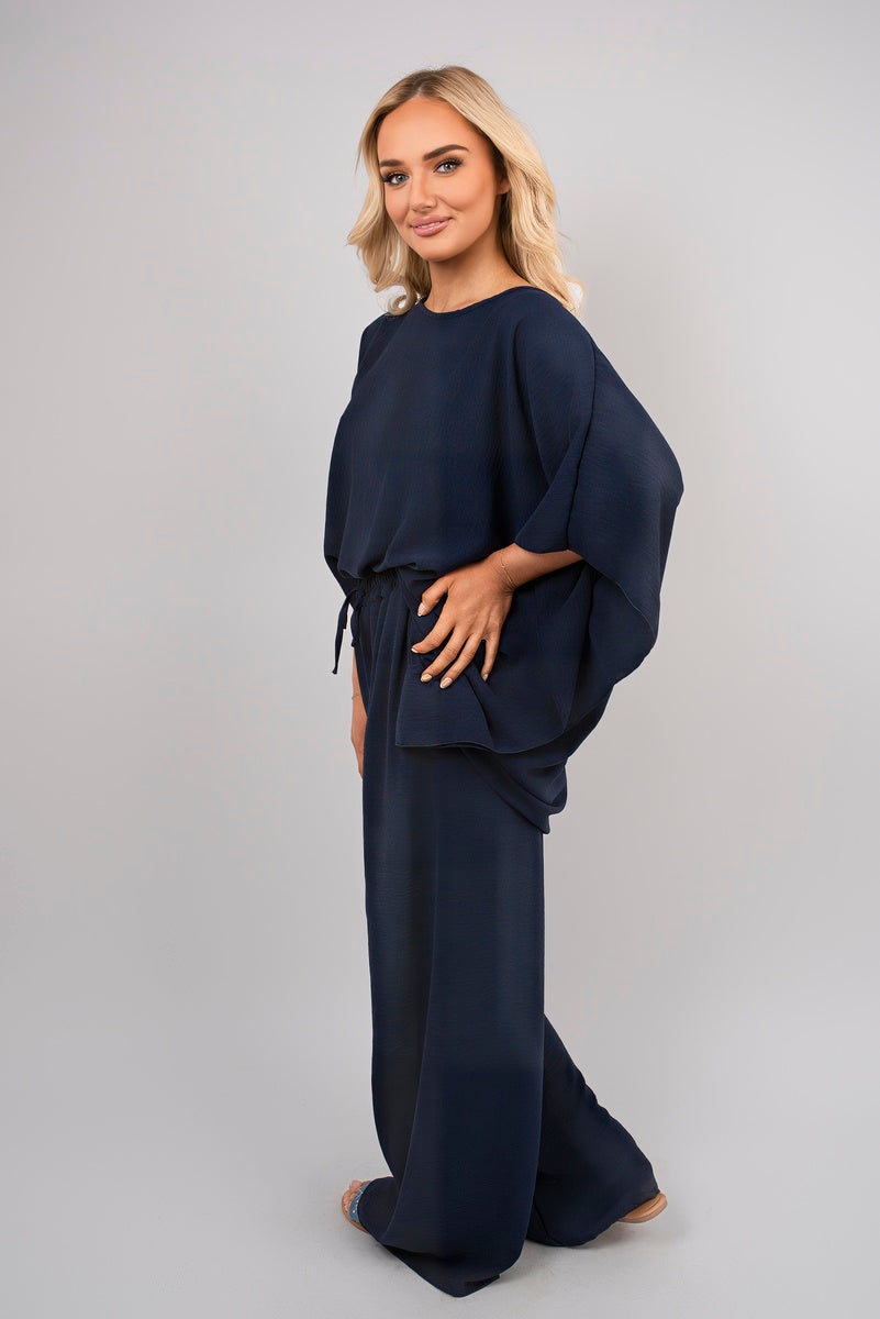 Shop Batwing Top and Drawstring Wide Leg Trousers Co-ord Set