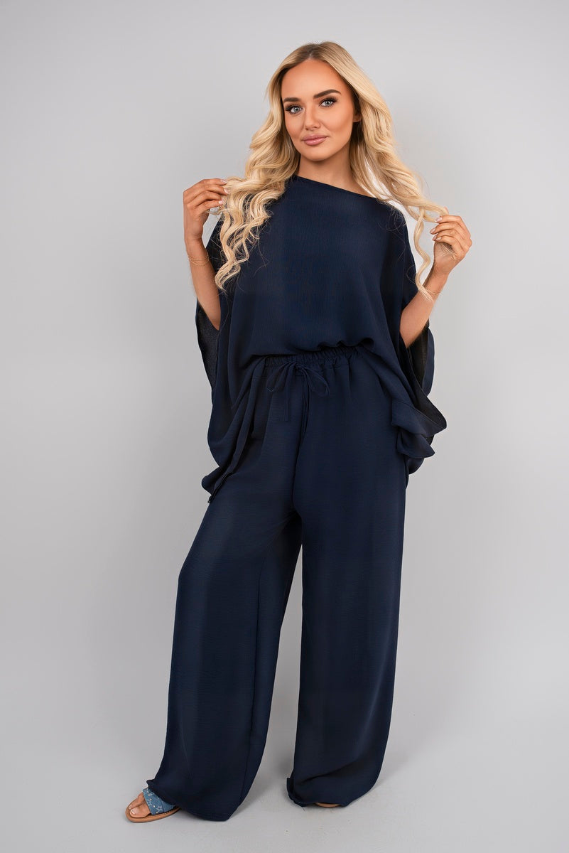 Shop Batwing Top and Drawstring Wide Leg Trousers Co-ord Set