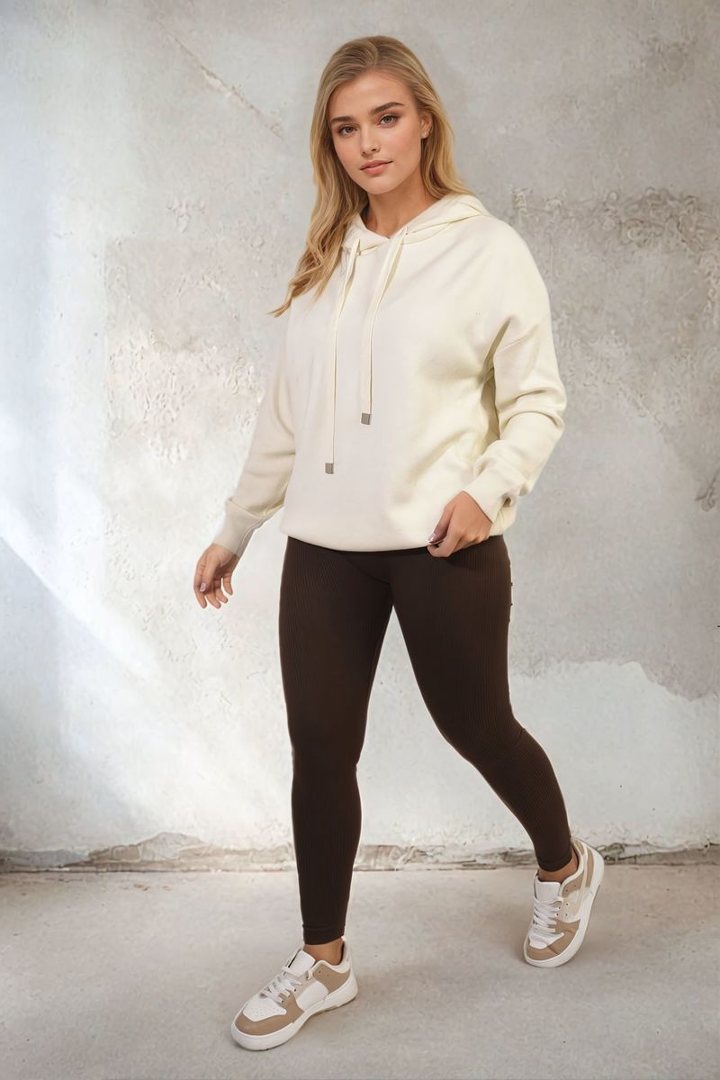 Print Knitted Hoodie with Heart at the Back