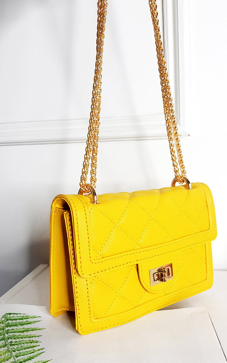 Faux Leather Chain Strap Shoulder Bag