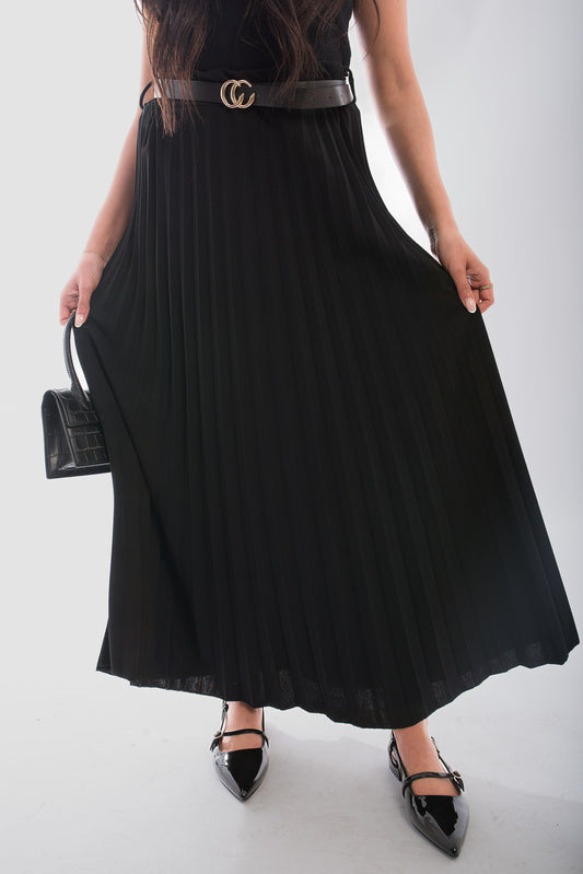 Elevate Your Wardrobe with the Sasha Belted Maxi Length Pleated Skirt