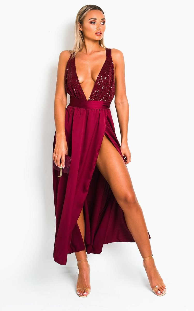 Backless Sequin Midi Party Evening Dress